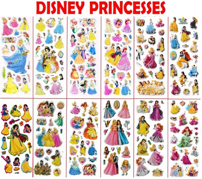 3D puffy Stickers Disney Princess Tiana Cinderella Rapunzel Belle Jasmine #1