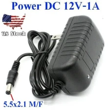 AC / DC 12V 1A Power Supply Adapter 2.1x5.5mm Plug For LED Strip CCTV Router USA