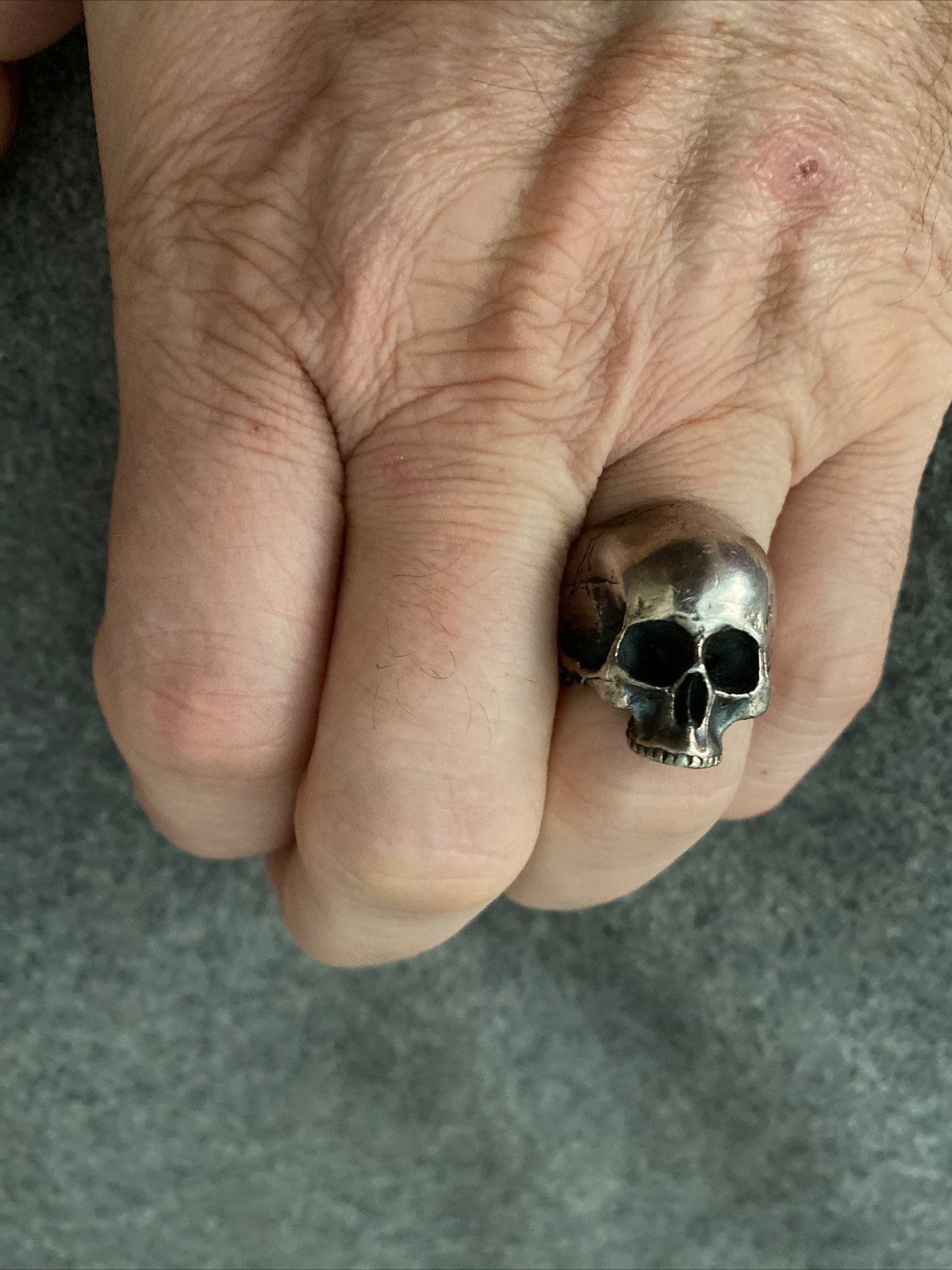 solid heavy sterling silver Skull Ring,anatomical… - image 10