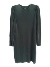 Express Emerald Dark Green Dress Straight Long Sleeve Ribbed Short Knee Size M