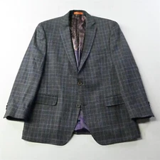 Tallia Uomo 44R Gray Glenn Check Flannel 100% Wool Blazer Sport Coat Suit Jacket