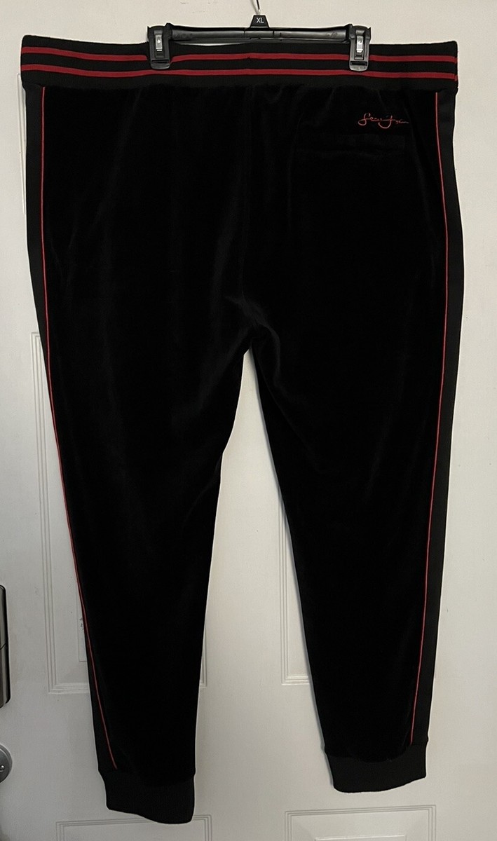 Sean John Velour Tracksuit Black & Red Men's Size 3XL Zip Pockets