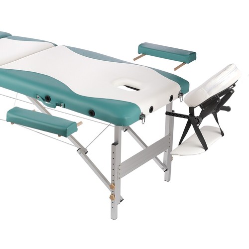 ALUMINIUM 3 ZONEN MASSAGELIEGE MASSAGEBANK LIEGE WEIß/GRÜN + TASCHE - BANK - Bild 5 von 11