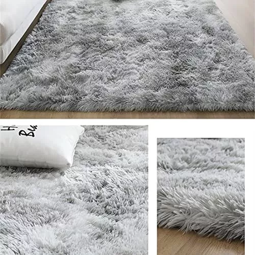 ✅ Hochflor Teppich 120x160 Grau Weiß Modern Flauschig Weich Teppich Groß - Bild 3 von 7
