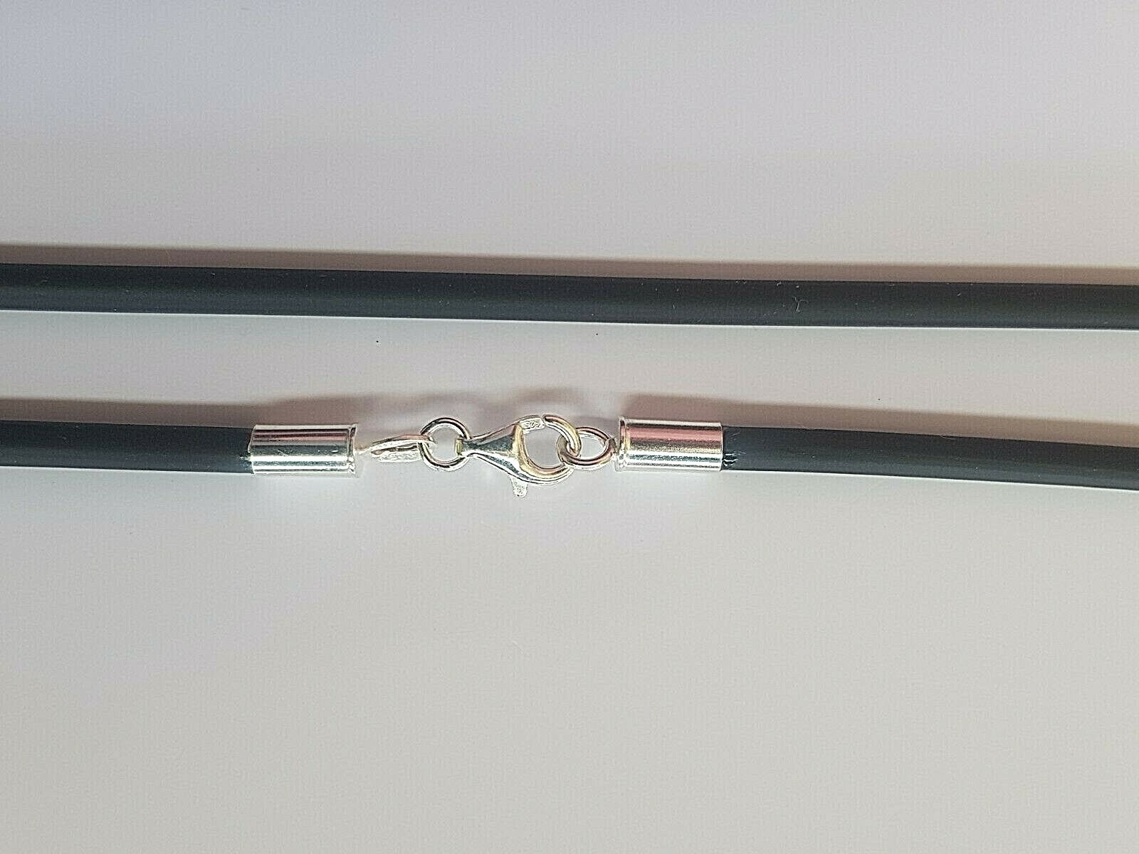 Neoprene Necklaces 2,3,4 mm Diameter Fittings Clasp Solid 925 Sterling