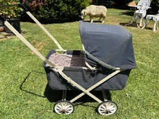 vintage dolls prams 70's  vintage push pram collapsable metal frame & cloth