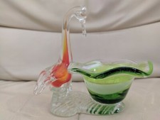 Uccello Gru Posacenere In Vetro Di Murano colorato anni 60/70