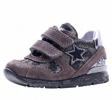 Falcotto Infant Kids UK 4.5 & UK 7 Grey Leather Touch Close Sneakers Trainers