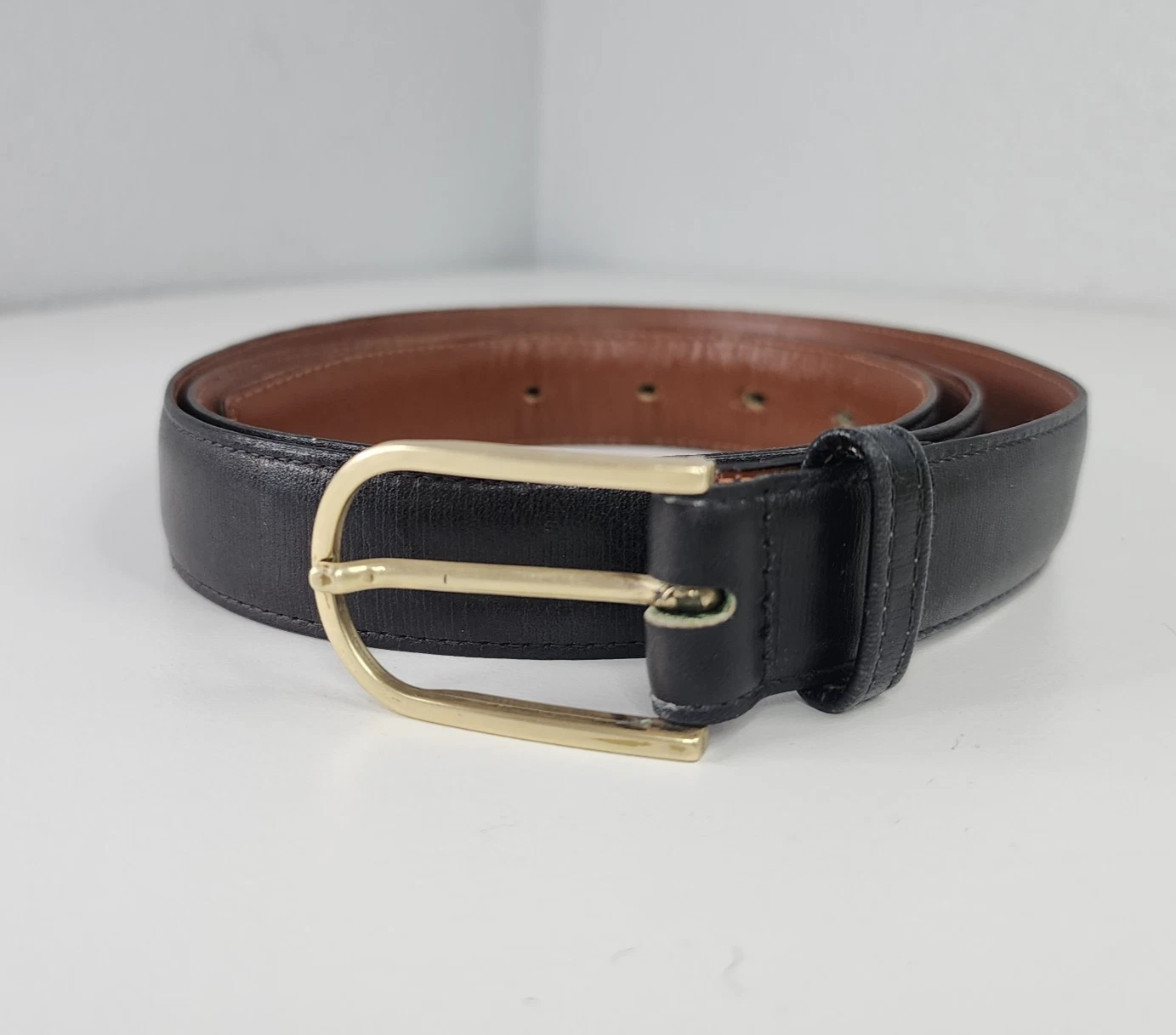 Christian Dior Gant Ceinture Cuir Noir Boucle Dorée Taille 40 Espagne Vintage 8552