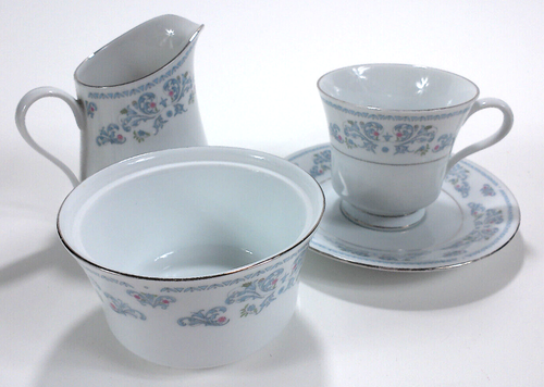 LiLing Fine China Milchkännchen & Zucker / Tasse & Untertasse Yung Shen Dorchester Muster