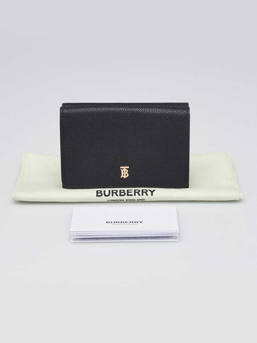 Burberry Black Grainy Leather Lark TB Compact Wallet - Main Image