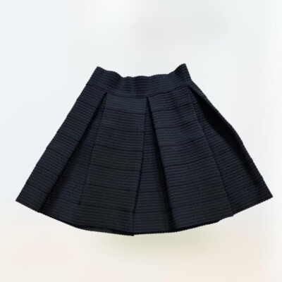 NWOT Devlin Deep Black Women's Size XS Textured Stretch A-line Pleated Skirt