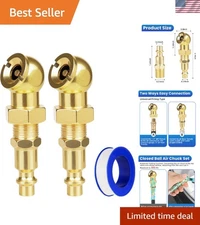 2Pcs Closed Air Chuck, 1/4" FNPT Portable Closed Flow Tire Chuck Inflator Nozzle