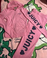 Vintage RARE P G Juicy Couture Bubblegum Pink Cotton JUICY ANGEL Tracksuit MED