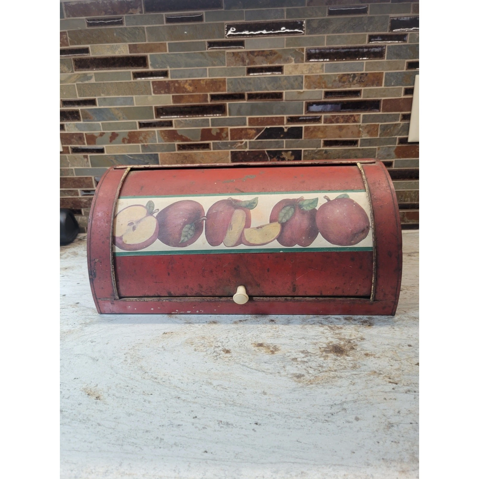 Vintage Red Metal Bread Box Rollup , Apple Decor, Rusty Primitive
Opens in a new window or tab