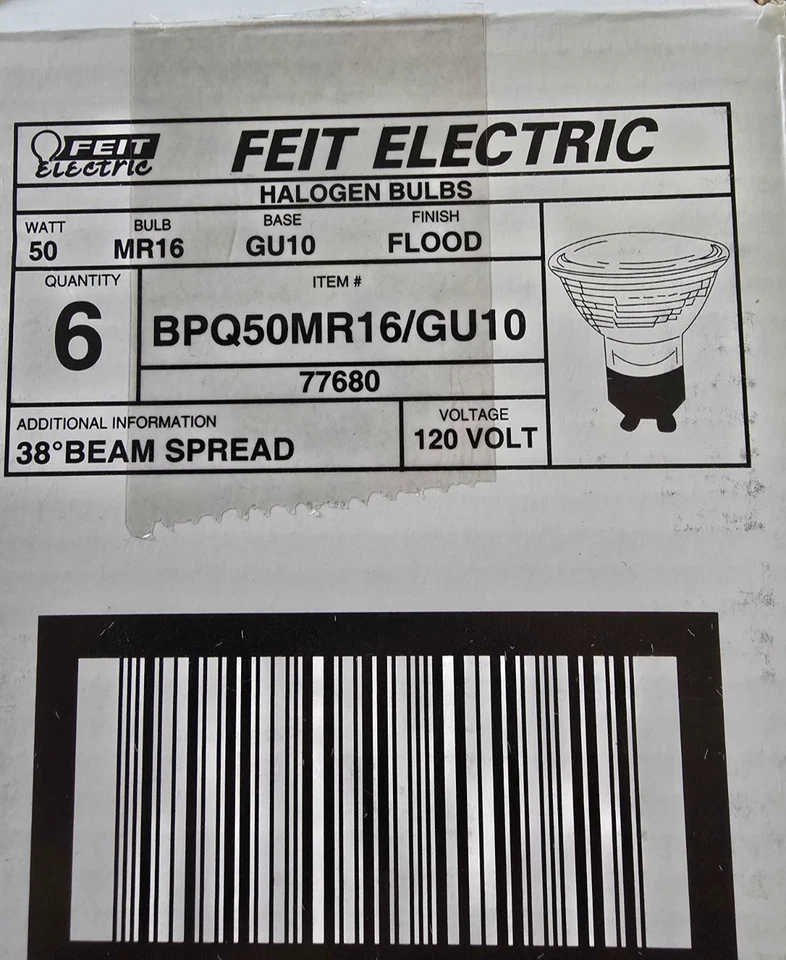 Электрические галогенные лампы Feit GU10 MR16 50 Вт 120 В с заливкой пять - Изображение 3 из 4