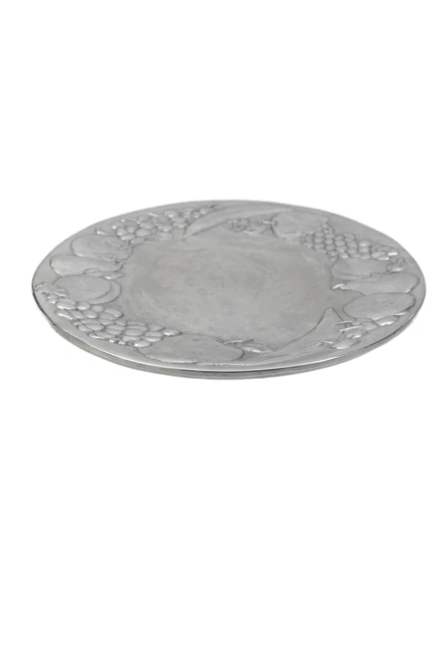 Wilton Armetale Metal Harvest Fruit Motif Oval Serving Platter Tray Silver 14"L - Image 3 of 4