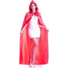 Elegant Red Hooded Costume Cape - Full Length Cloak for Halloween and Christmas