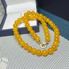 Real Natural Ice yellow Myanmar Jade Jadeite Beads Pendant&Necklace 10MM
