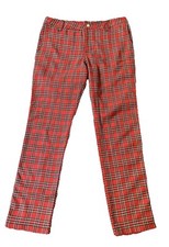 Vintage 90s/Y2K Lip Service Red Plaid Pants Pleather Side Strip Punk Goth Ska L