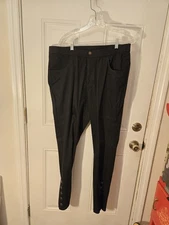 Vintage Antthony Black Cotton Pants Size 1X Decorative Brown Buttons NWT