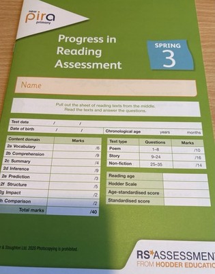 PIRA (reading Assessment) Year 3, Ages 7-8. SPRING. Test & Answers