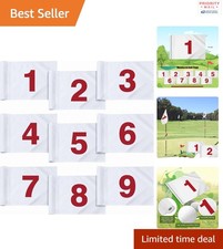 Nylon Golf Course Flags Set 9 Large Numbered 1-9 Ideal for Garden Outdoor Play