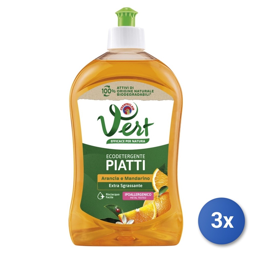 3X Chanteclair Plates 500 Ml Concentrate Green Orange And Mandarin