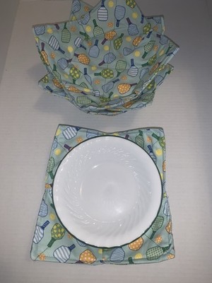 Microwavable Bowl  Pickleball , paddle, Set Of 4  Washable 100% Microwave Safe