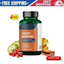 Golden Berberine Capsules  Gut Health Supplement & Immune Support for Metabolism