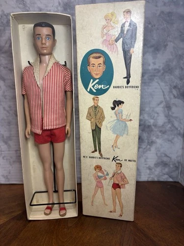 Vintage 1961 Ken Doll Mattel Original Box, Outfit  & Stand Molded Hair