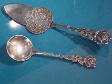 antik Besteck Silber versilbert Tortenheber und Sahnelöffel mit Punze