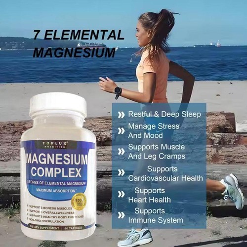 Toplux Magnesium Complex 1000mg, 8 Elemental Magnesium, Gluten Free- Non-GMO N - Picture 8 of 13