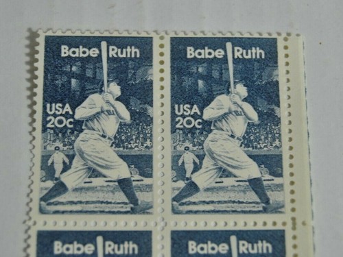 Babe Ruth USA 20c Stamp Plate Block of Four Scott# 2046 - Picture 2 of 5
