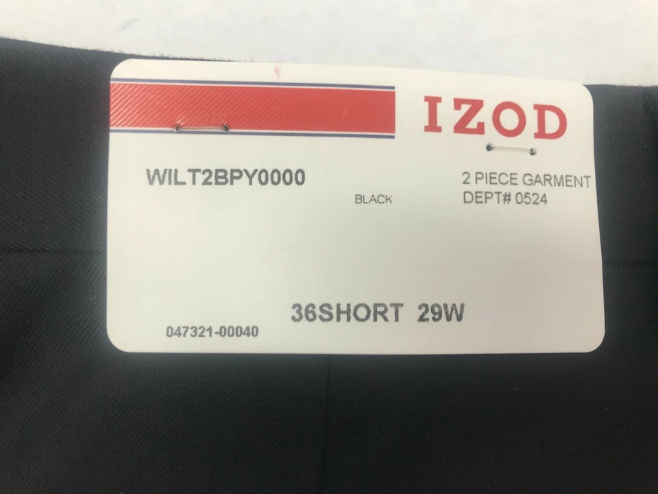 IZOD Dress Pants 29W Unhemmed Black Pleated Front - Image 3 of 4