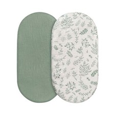 Muslin Bassinet Sheets 2 Pack for Baby Boy and Girl, Breathable Elastic Cozy ...