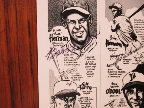 BABE HERMAN (Died in 1987) Dodgers Signed 3 1/4" x 4 1/4" Photo - 第 2/3 張圖片