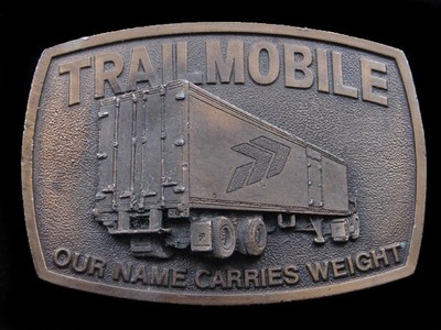 RK03127 VINTAGE 1970s **TRAILMOBILE OUR NAME CARRIES WEIGHT** BELT BUCKLE