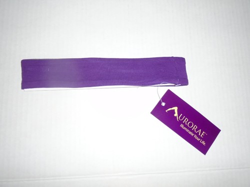 WOMENS ATHLETIC WICKING FABRIC HEADBAND FROM AURORAE YOGA IN PURPLE - Picture 3 of 3