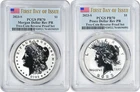 2023-S Morgan and Peace Silver Dollar 2-Coin Reverse Proof Set PR70 FDOI PCGS