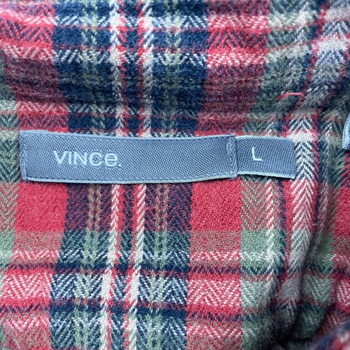 Vince Men's 100% Cotton Flannel Button Shirt Red/Green/Blue Plaid • Large - Picture 3 of 7