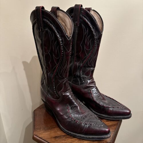 Dan Post Boots Mens 8.5 D Burgundy Leather Western Cowboy 5019481 Pointed Toe - Afbeelding 1 van 9