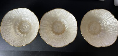 Set of 3 Capiz Gold Trimmed Shell Bowls 6'' around