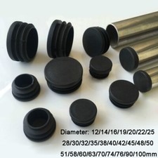 Round Plastic Black Blanking End Cap Caps Tube Pipe Inserts Plug Bung 12 100mm