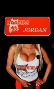 Hooters Uniform Jordan Name  Tag Pin Back Dress Up Role Play Costume Accessory