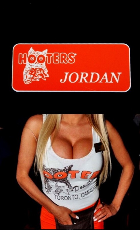 Hooters Uniform Jordan Name  Tag Pin Back Dress Up Role Play Costume Accessory
