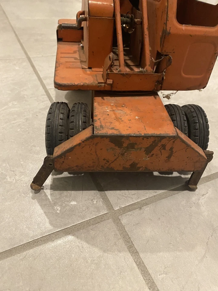 Juguete de construcción camión grúa móvil unidad 22" Doepke Toys años 50 vintage leer Foto 4 de 4