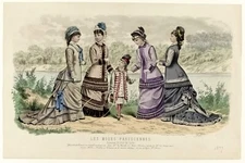 Les Modes Parisiennes 1877 Ladies Fashions Dresses Vintage Poster Repro FREE S/H
