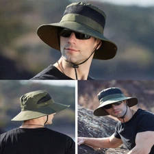 Wide Brim Sun Hat UV Protection Bucket Cap for Hiking Camping Fishing Safari Men