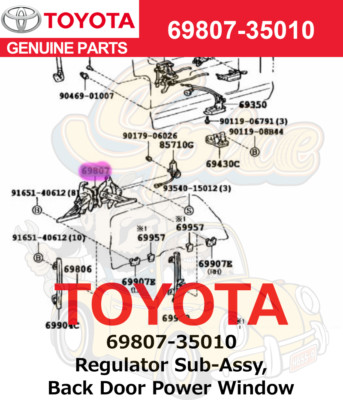 Toyota Genuine 4Runner Regulator Sub-Assy Back Door Power